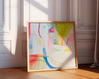 Colorful Abstract Painting on Canvas: Modern Wall Decor (31.5x31.5)