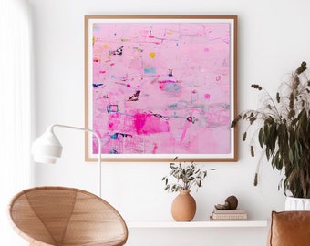Pink abstract art print, PRINTED and SHIPPED, soft pink wall art print, pink painting