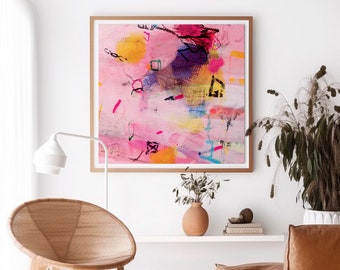 Pink wall art abstract painting, Pastel Digital download, soft pink wall art, Printable art Print