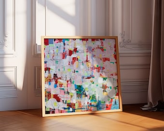 Original Colorful Abstract Painting on Canvas: Modern Wall Decor (31.5x31.5)