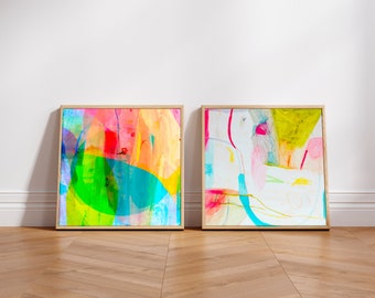 Abstract Art Prints Set: Colorful Brushstrokes (Digital Download)