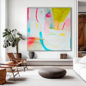 Colorful Abstract Print: Teal, Pink, and Green Wall Art