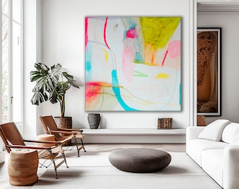 Colorful Abstract Print: Teal, Pink, and Green Wall Art