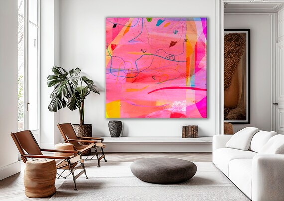 Hot Pink Abstract Art Print: Bright Wall Decor (Digital Download)