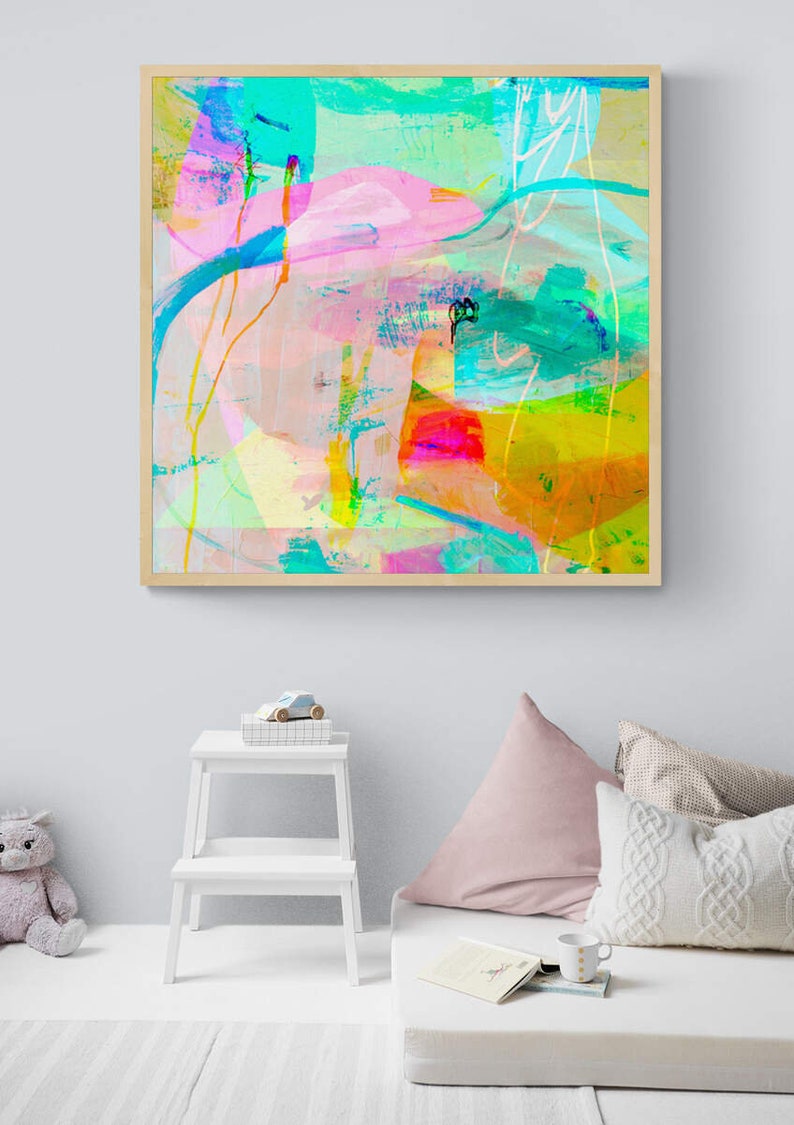 Colorful Abstract Painting Digital Download Bright Wall Art Etsy