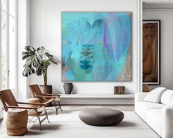 Blue Abstract Painting: Sea Wall Art Print (Digital Download)