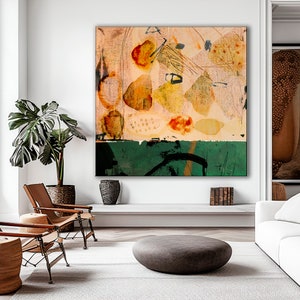 Beige and green Abstract wall art, Abstract painting Printable, Neutral Digital download