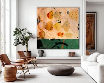 Beige and green Abstract wall art, Abstract painting Printable, Neutral Digital download