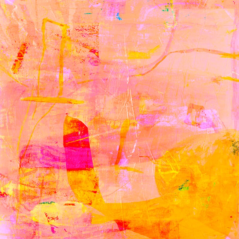 Orange Abstract Painting Bright Wall Art Coral Orange Etsy