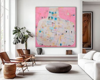 Pink Abstract Painting: Vibrant Wall Art Print (Digital Download)