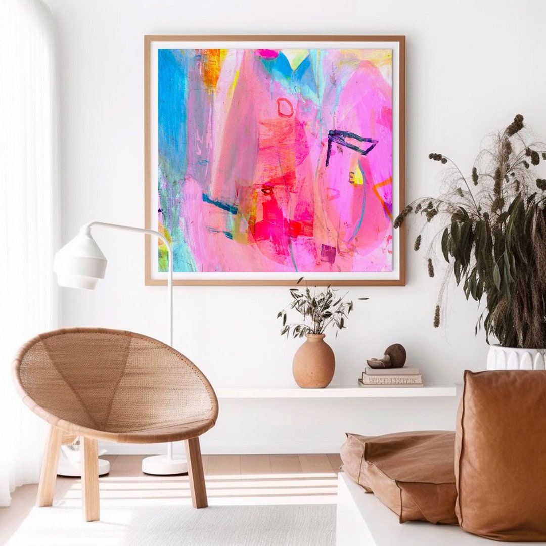 Pink Abstract Painting, Vibrant Printable Art, Pink Wall Art Print ...