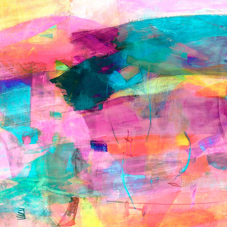Hot Pink Abstract Painting Colorful Digital Download Pink Etsy