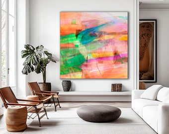 Pink and Green Abstract Art Print: Modern Home Decor (Digital Download)
