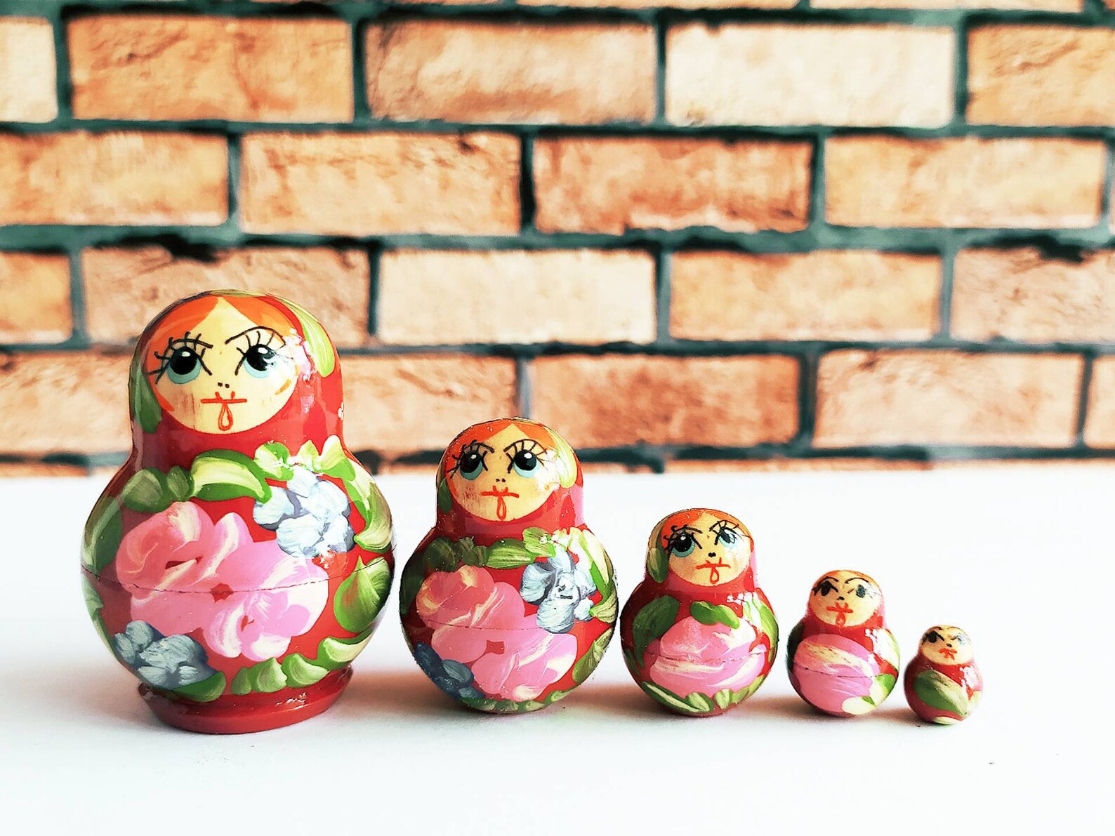 Mini Russian nesting doll 5 piece miniature wooden stacking Etsy