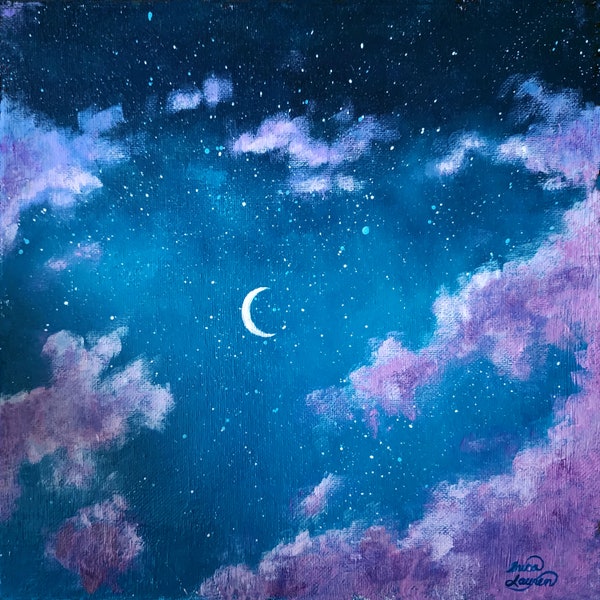 Cloudy Moonlight Sky Poster