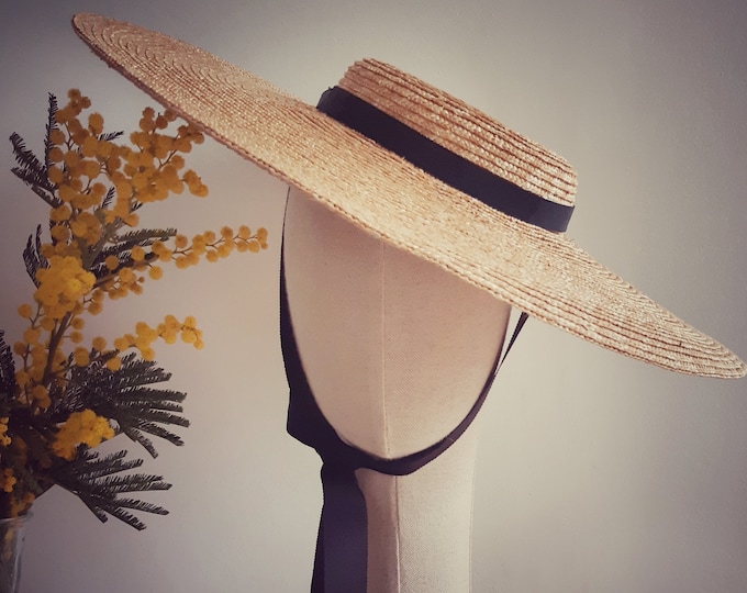 Wide Brimmed Natural Straw Boater Hat Etsy