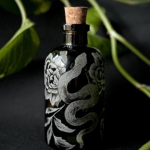 Snake hand-etched bottle