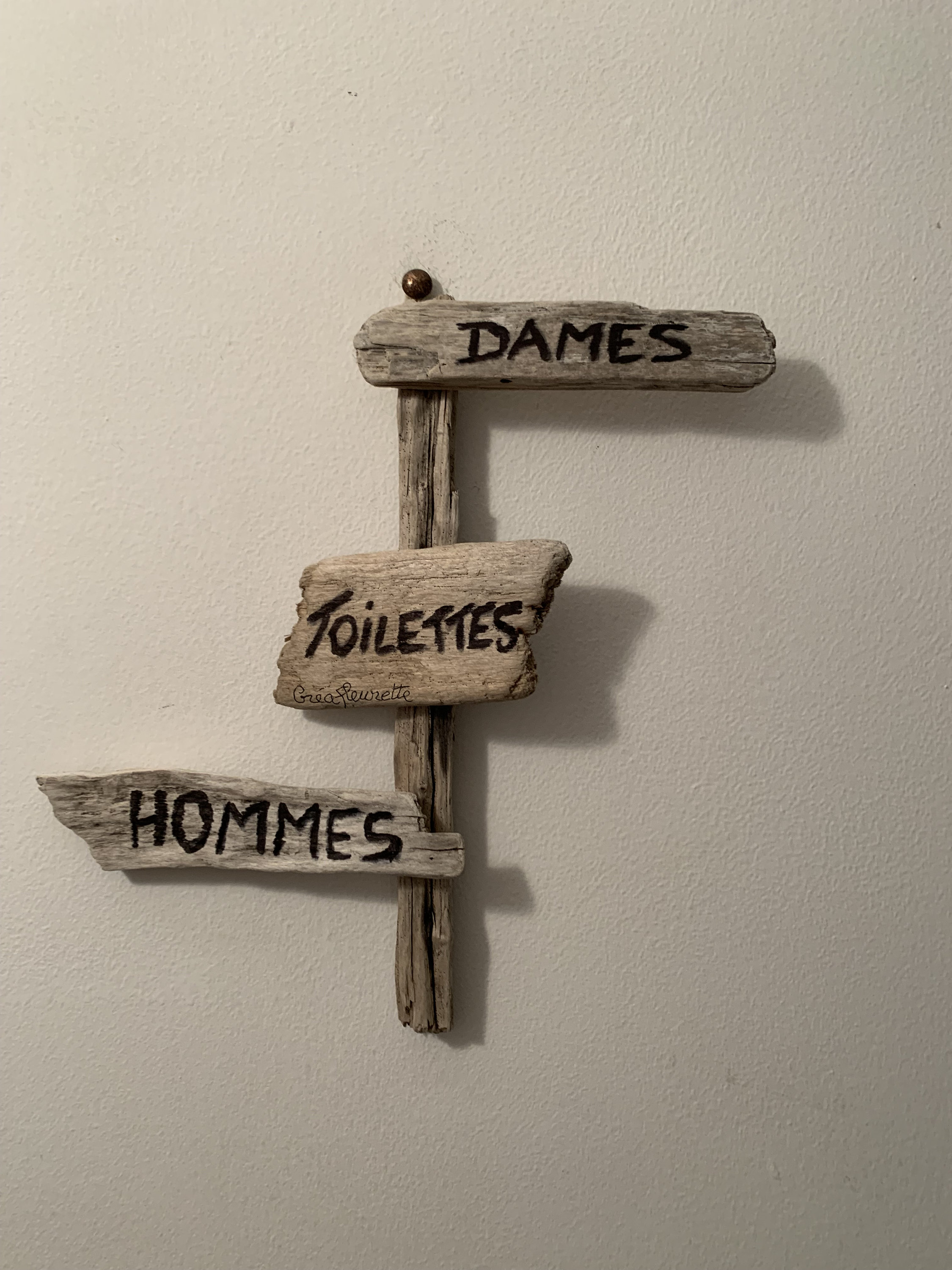 Plaque Signalétique en Bois Flotté Pour Toilettes Dames/Hommes
