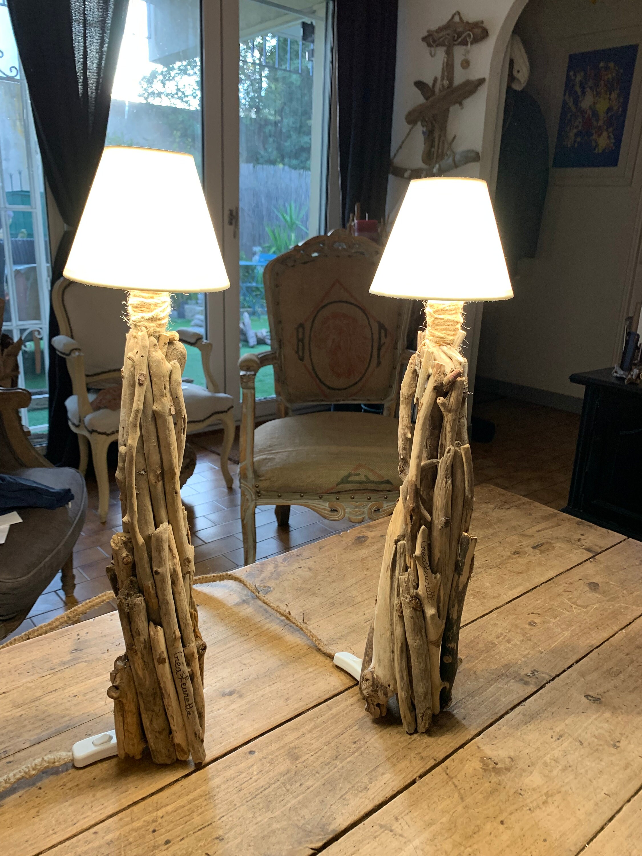 Duo Lampes de Chevet en Bois Flotté