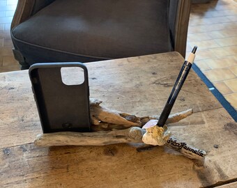 stylish door and smartphone holder in driftwood for Father's Day