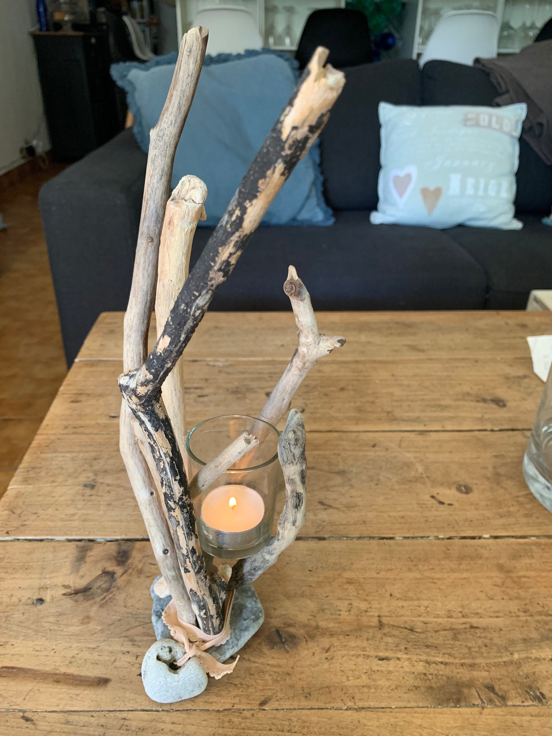 Porte Bougie en Bois Flotté Pour Intérieur