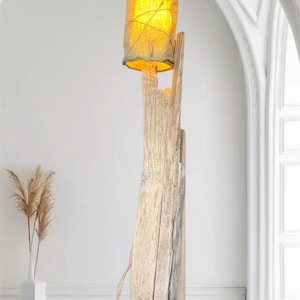 Driftwood floor lamp for eco-friendly interiors