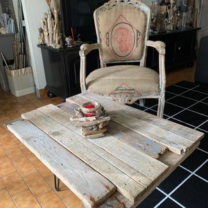 Driftwood plank coffee table