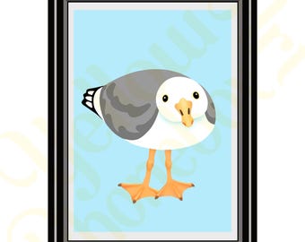 Gaviota curiosa - Lámina artística a partir de una obra de arte original - Decoración de pared