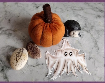 Pegatina troquelada de Halloween de bruja fantasmal