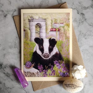 Heather - Carte de voeux faite main avec enveloppe et intérieur vierge
