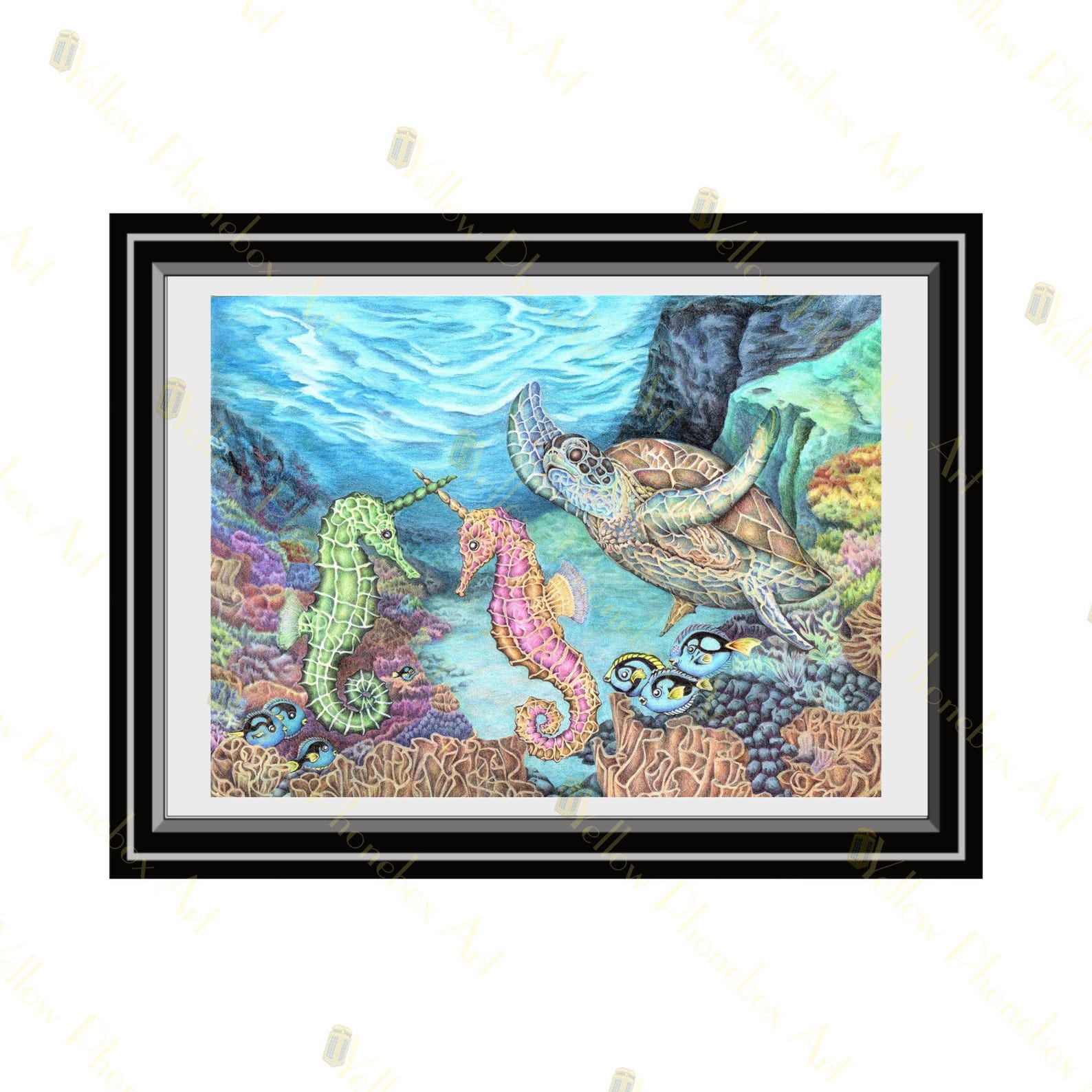 Jousting Seahorses Art Print From Original Artwork Etsy