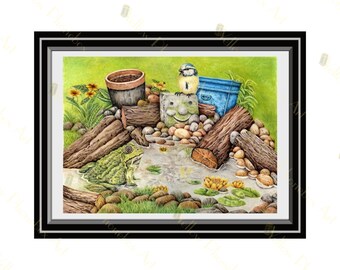 Vida en el estanque – Impresión artística a partir de una obra de arte original