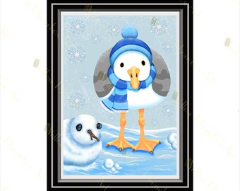 Gaviota de nieve - Impresión artística a partir de una ilustración original