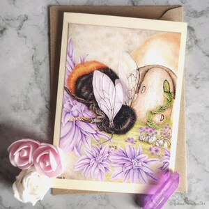 Carte de voeux Bumbles Bee - fabriquée à la main avec intérieur et enveloppe vierges