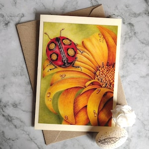 Cache-cache - Carte de voeux faite main avec enveloppe et intérieur vierge