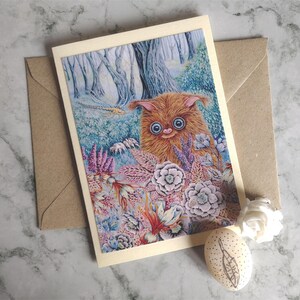 Strange Forest - Carte de voeux faite main avec enveloppe et intérieur vierge