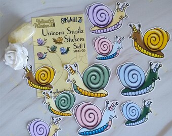 Paquete de pegatinas de caracoles de unicornio, set 1