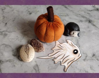 Pegatina troquelada de Halloween con pez fantasma