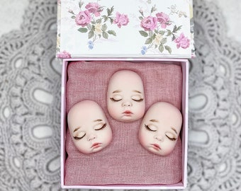 Rostos de boneca pintados: peças esculturais da Livingdoll para bonecas de pelúcia (conjunto de 3)