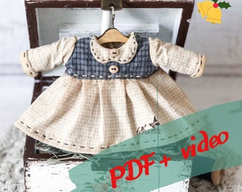 8 inch doll clothes-Pattern dress for a doll -Pattern textile dolls  -cloth doll pattern- Doll clothes- Tutorial PDF doll -Tutorial PDF