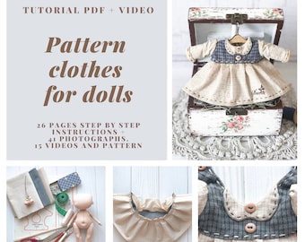 Dress pattern for an 8 inch doll ~ PDF pattern for historical dolls, clothes for dolls.Doll Clothing Doll Outfit Sewing Tutorial (PDF)
