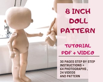 8-inch Fabric Doll Sewing Pattern: Beginner-Friendly Tutorial (PDF + Video)