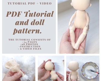 PDF Tutorial and doll pattern. .Patterns for fabric dolls .  Pattern for making a cloth doll. Making a doll out of  cloth