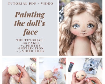 Face painting. Handmade cloth doll. How to draw a doll face. Textile doll.Face of cloth doll. doll makeup