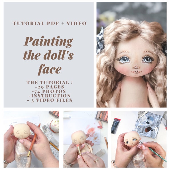 Face painting. Handmade cloth doll. How to draw a doll face. Textile doll.Face of cloth doll. doll makeup