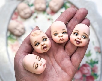 Têtes de poupée pour fabriquer des poupées en coton.Visage à fabriquer.Parties sculpturales du corps de la poupée.Ornement en coton filé.Fournitures pour poupées