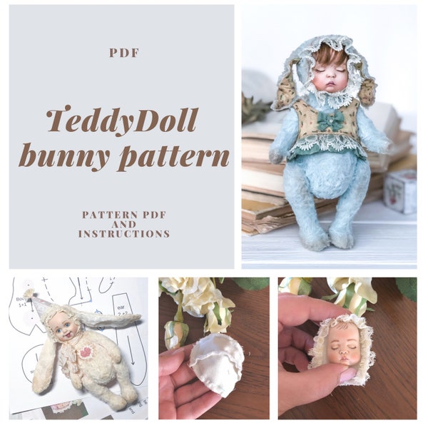 Teddy Doll Bunny Pattern in PDF für Anfänger.Teddy nähen.Teddy Puppe für Muttertagsgeschenke.Teddy-Spielzeug-Muster.