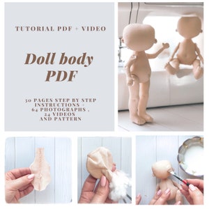 Doll body PDF .8 inch doll pattern,,rag doll patterns,Soft Doll Pattern,pattern doll wig Tutorial sewing dolls for beginners