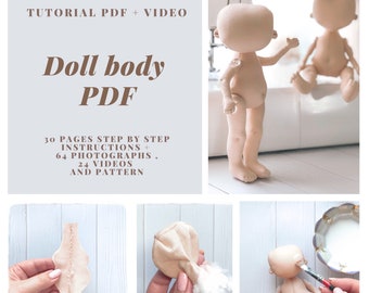 Poppenlichaam PDF 0,8 inch poppenpatroon, lappenpop patronen, zacht poppenpatroon, patroon poppenpruik Tutorial poppen naaien voor beginners