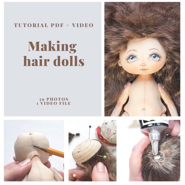 Making hair doll.Hairstyles for dolls made of wool.How to make a hairstyle for a doll for beginners.Sewing tutorial for hair Mother’s Day